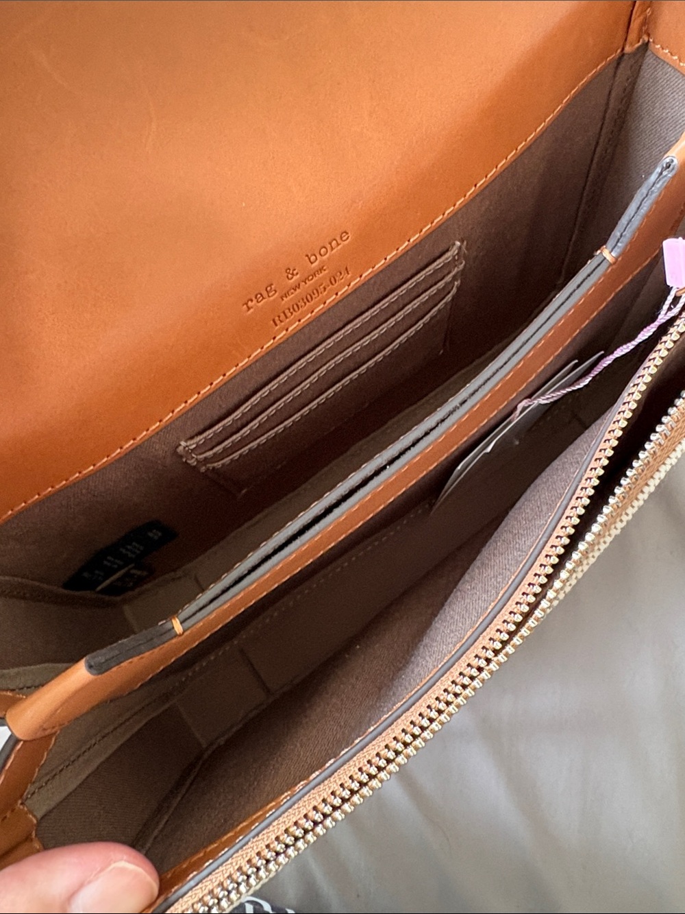 Rag & Bone New York Tan Leather and Canvas Shoulder Bag Adjustable Strap w/dusty - Picture 7 of 16